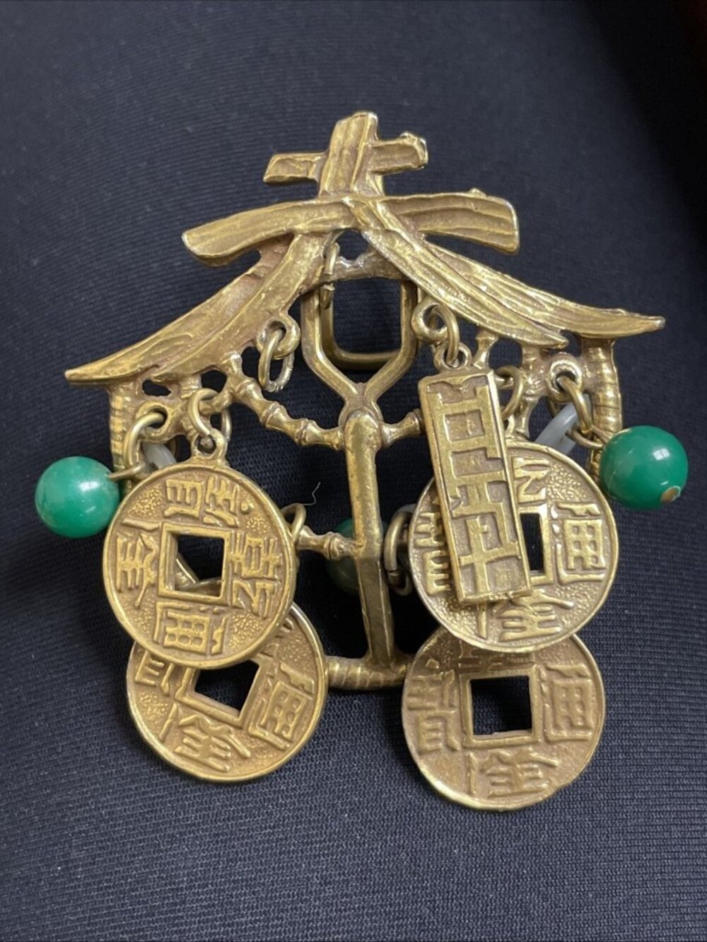 Incomplete For Parts Signed ART Gold-Tone Asian Theme Charm Pendant